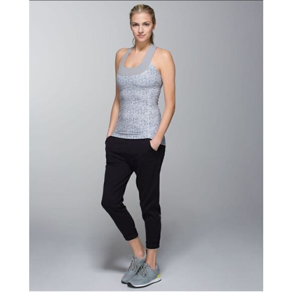 Lululemon Scoop Neck Tank Luon Petite Fleur Silver Spoon Ambient Grey Size 10 - Picture 3 of 14